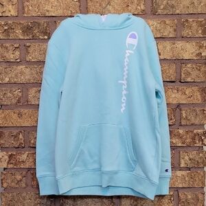 Champion Sky Blue Hoodie with Logo SIZE LARGE